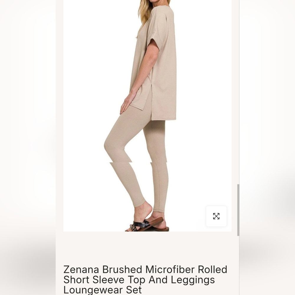 New Zenana Outfitters Loungewear Set Top and Leggings. Light Mocha Color Size L